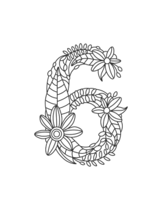 Flower Number 6 Kids Coloring Pages Pdf, Free Vectors File